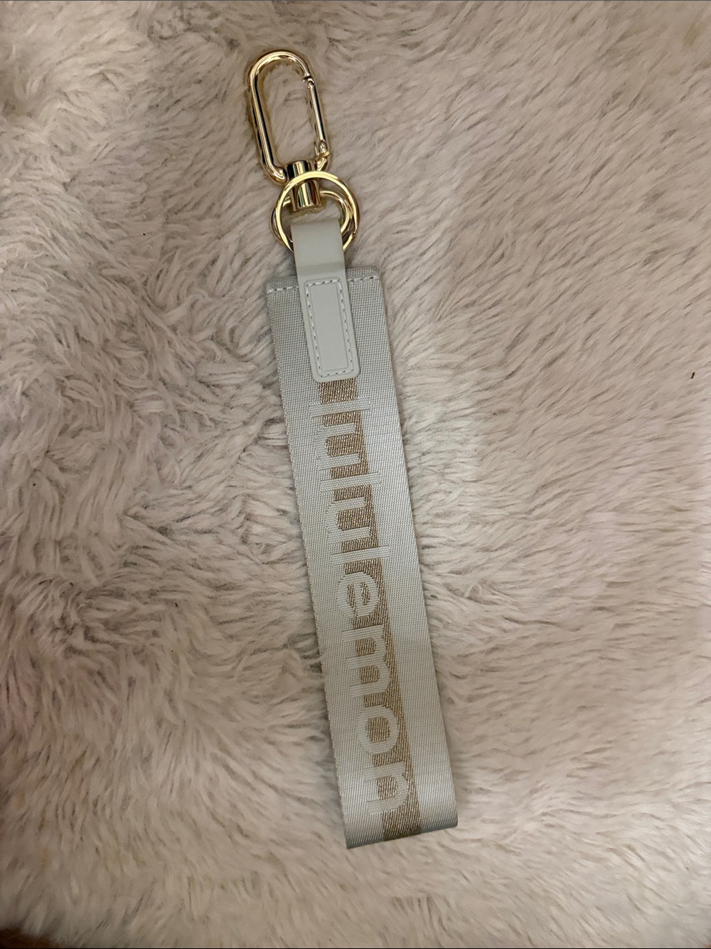 Lululemon Neutral Gold Logo Wristlet Strap